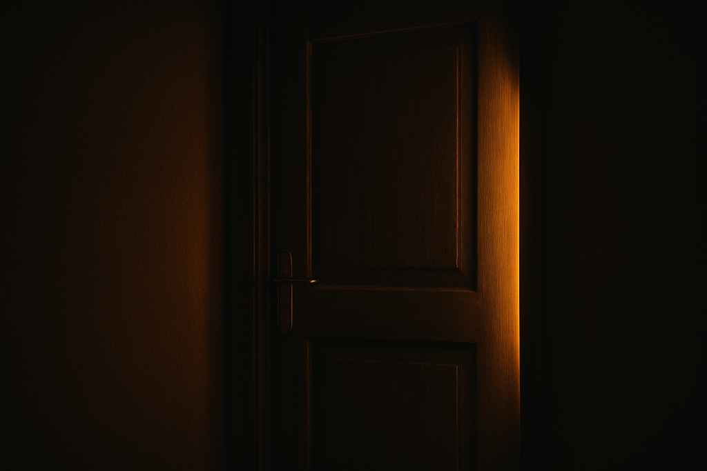 A closed wooden door with warm light glowing from behind, symbolizing hope in the midst of unanswered prayers and delayed breakthroughs.